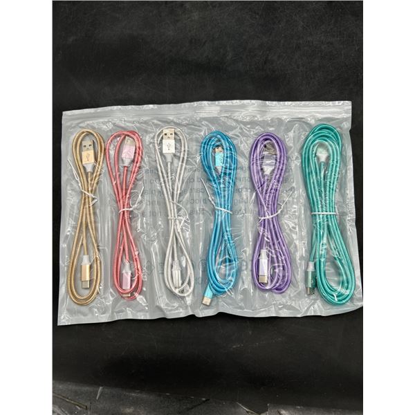 6 Pack – USB-C Charging Cables Lot with Braided Design and Multiple Colors