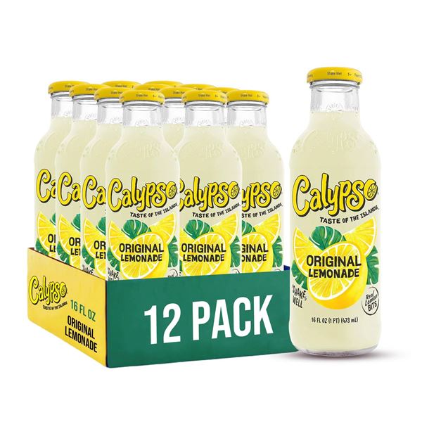 Calypso Taste of the Islands Original Lemonade Glass Bottles – Pack of 12