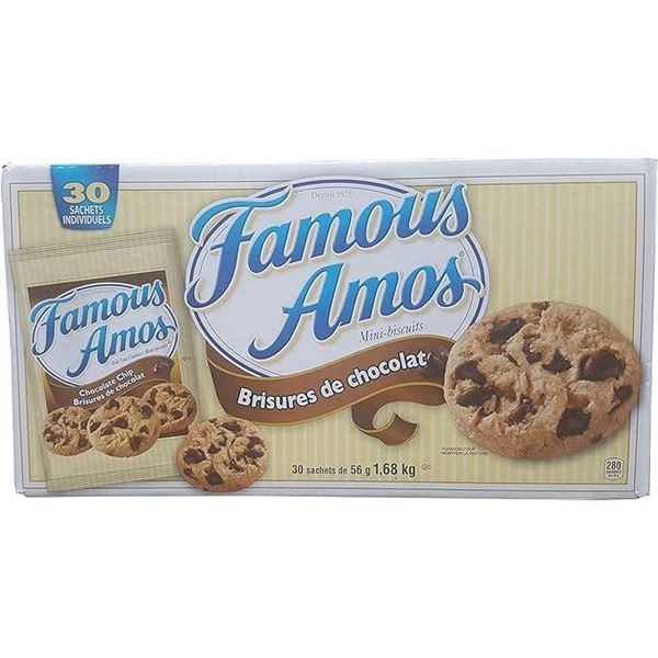 Famous Amos Chocolate Chip Cookies, 1.68 kg, 30 Individual Bags