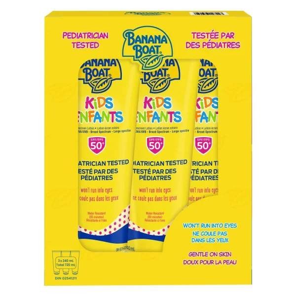 Banana Boat Kids SPF 50 Sunscreen Lotion Pack, 3 Units