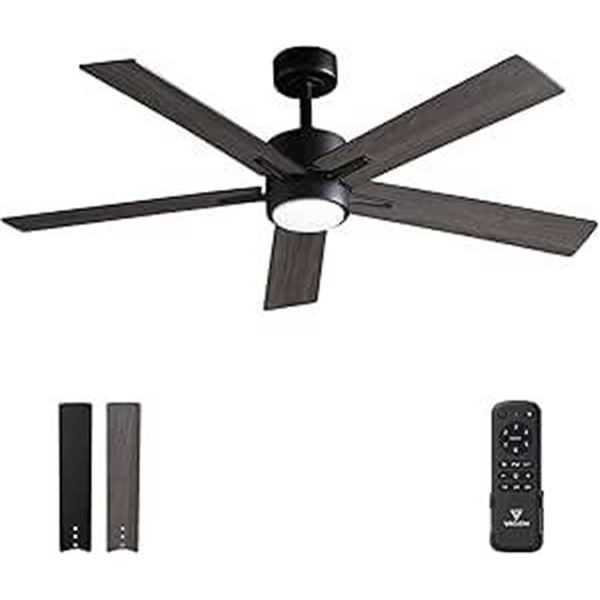 Vagizm Ceiling Fan with Light Remote: 52 inch Modern Bedroom Fans with Dimmable Tri-Color Temperatur