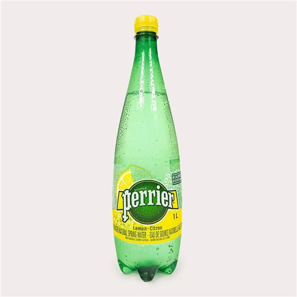 Six Bottles of Perrier Lemon Flavored Carbonated Water 12 x 1L