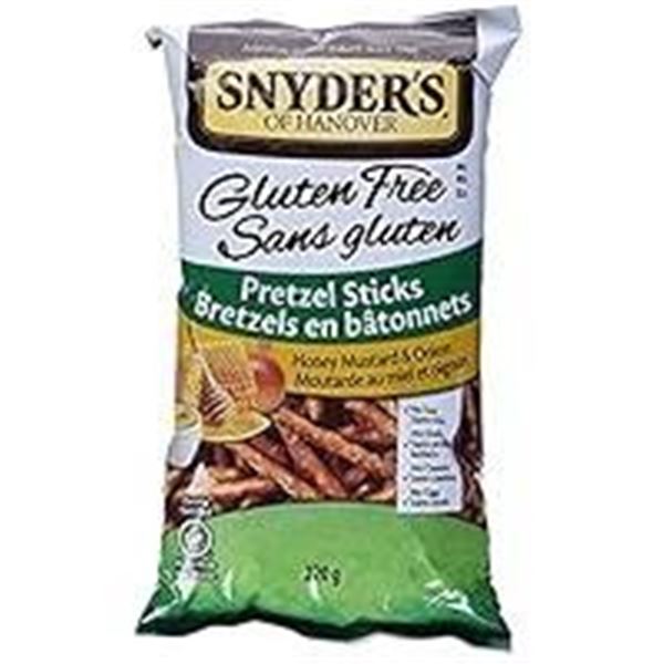220g Snyder’s of Hanover Gluten-Free Pretzel Sticks, Honey Mustard & Onion – Case 