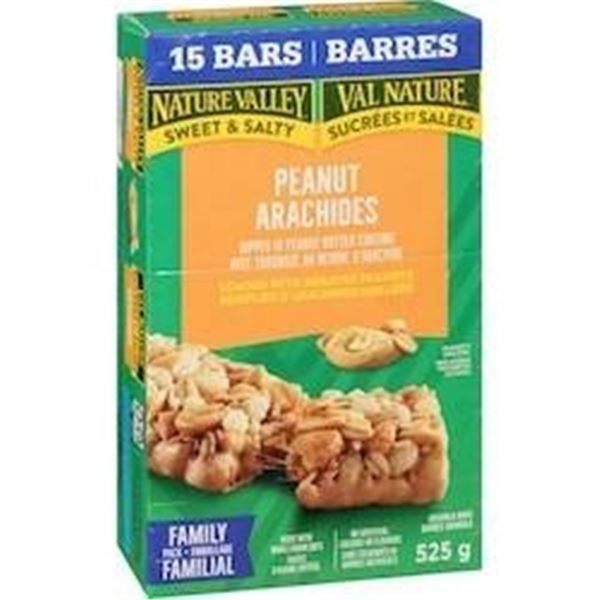 Case Lot Nature Valley Sweet and Salty Peanut Granola Bars, 525g (15 Bars) 8 Boxes