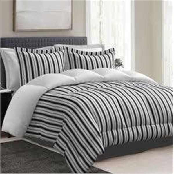 Comfy Bamboo World Queen Graham Comforter Set, Stripe Design, 7 Pieces