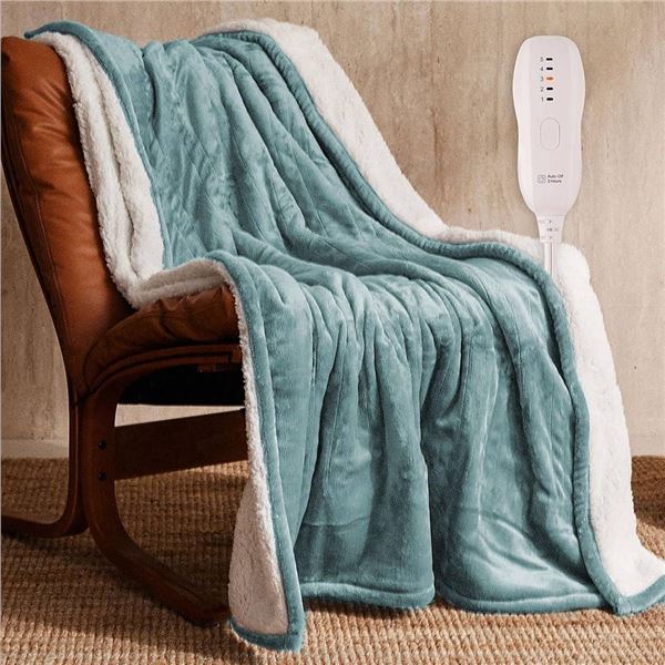 Jet’s Home Heated Throw, 50 x 60 Inches, with 5 Heat Levels and 3-Hour Auto-Off (COLOR MAY 