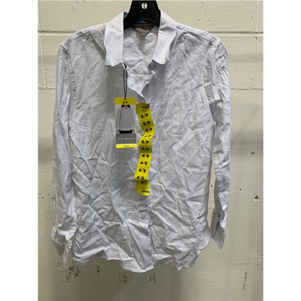 Ted Baker White Long Sleeve Button-Down Shirt, Size S/P
