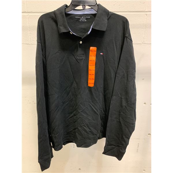 Black Long-Sleeve Polo Shirt, Size XXL, Tommy Hilfiger