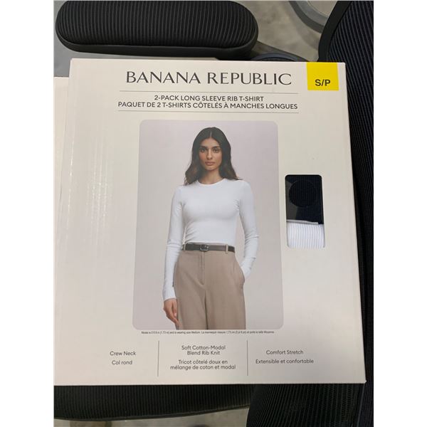 Banana Republic 2-Pack Long Sleeve Rib T-Shirt, Size Small/Petite