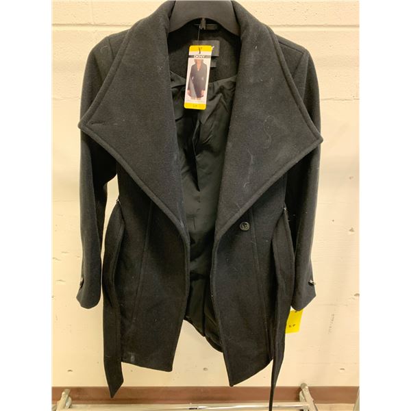 DKNY Women’s Black Coat, Size S/P, with Belt Detail