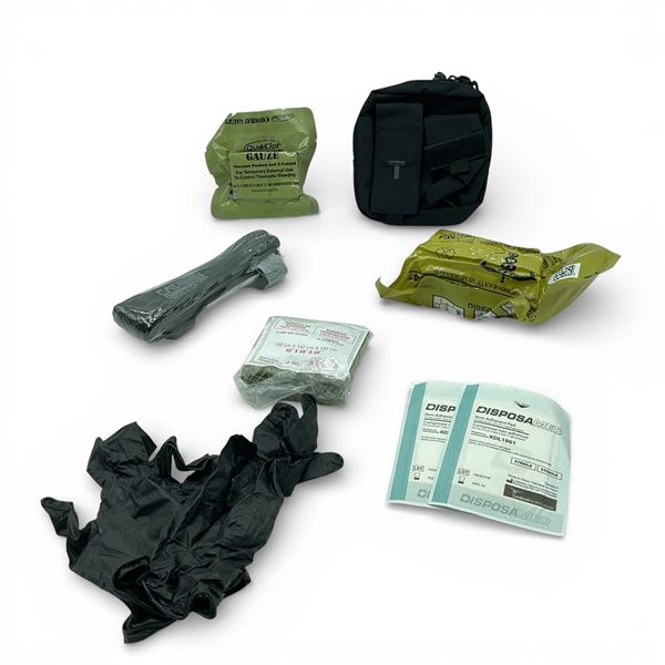 IFAK First Aid Kit, Contains Bandages, Tourniquet, Gloves, Tape