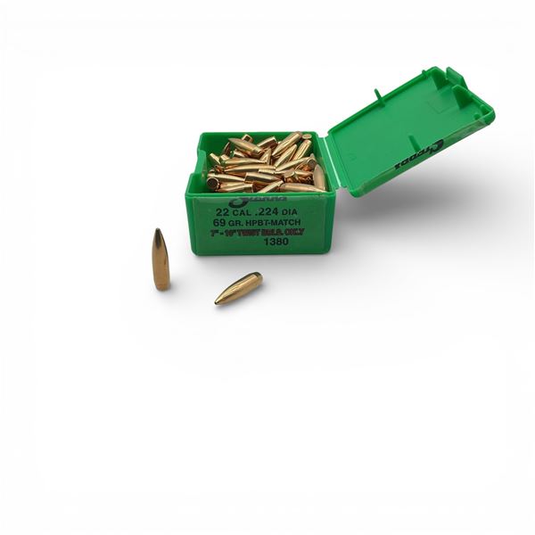 Sierra Matchking 22 Cal (.224), 69 Grain HPBT-Match Projectiles, Approximately 100 Qty