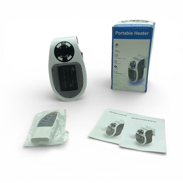 Plug-in Portable Heater, 500-Watt, LED Display With Remote, Auto-Off and Timer Function