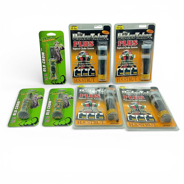 Primos Old Crow Turkey Locator Call X 3 Qty, New and The Undertaker 12 Ga Sighted Choke System X4 Qt