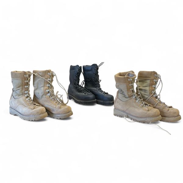 Desert Tan Combat Boots, Size: 230/86 X 2 Qty and Black Leather Combat Boots, Size: 240/94