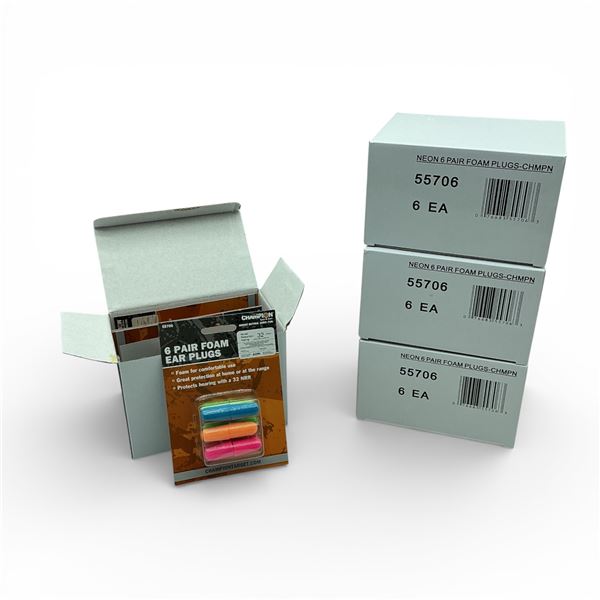 Champion Neon Foam Ear Plugs, 6 Pair Pack X 24 Qty