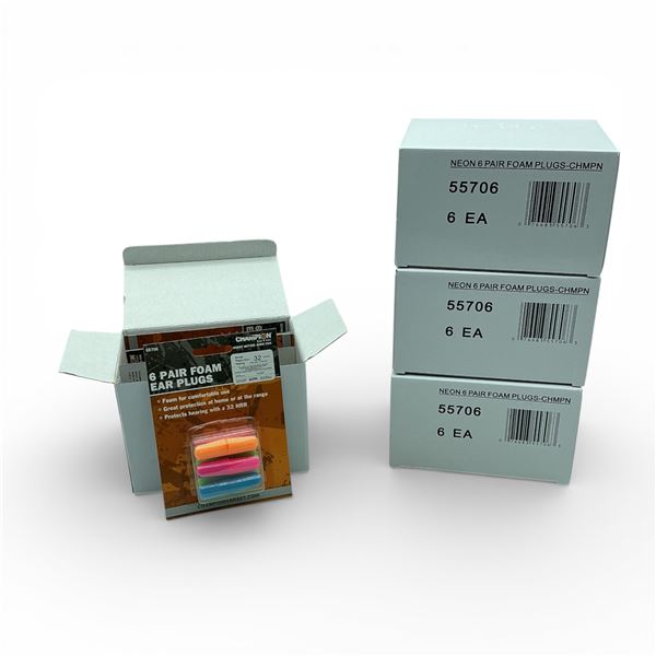 Champion Neon Foam Ear Plugs, 6 Pair Pack X 24 Qty