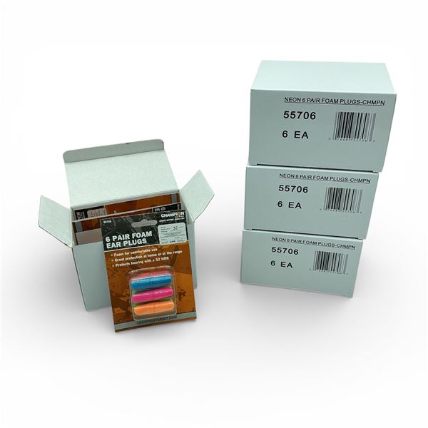 Champion Neon Foam Ear Plugs, 6 Pair Pack X 24 Qty