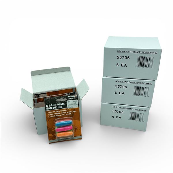 Champion Neon Foam Ear Plugs, 6 Pair Pack X 24 Qty