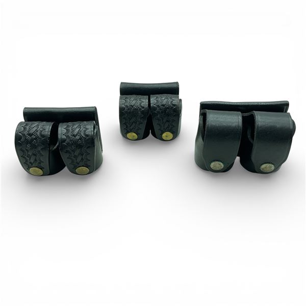 Leather Revolver Speed Loader Belt Pouches X 3 Qty