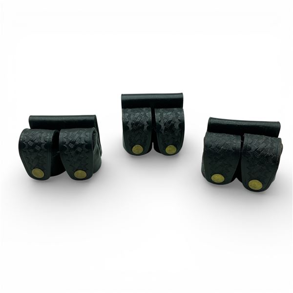 Leather Revolver Speed Loader Belt Pouches X 3 Qty