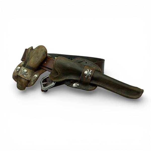 Leather Ammunition Belt Holster with Leather Holsters, Approximately 44"