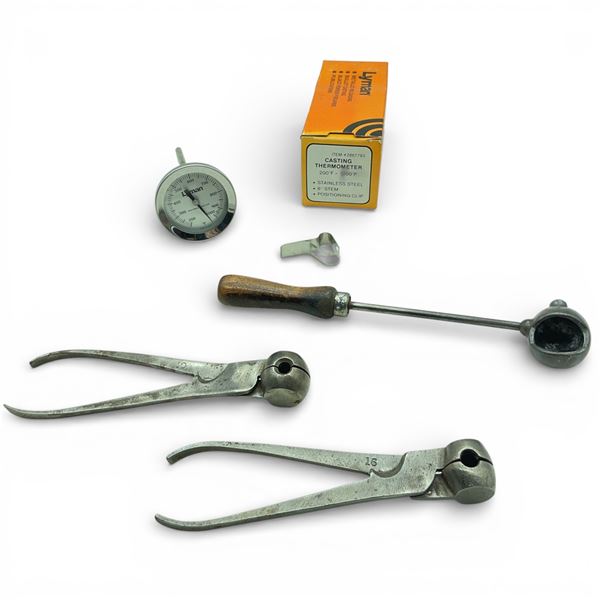 Lyman Casting Thermometer and Assorted Bullet Casting Molds and Crucible