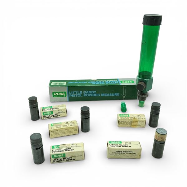 RCBS Little Dandy Pistol Powder Measure and Assorted RCBS Little Dandy Powder Rotors