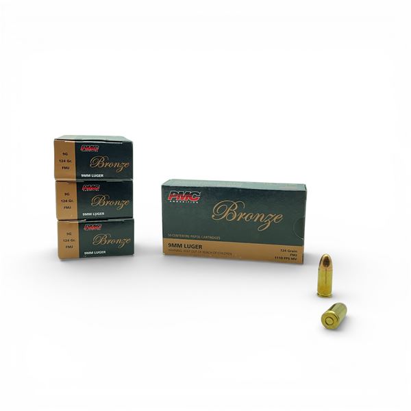 PMC Bronze 9 mm 124 Grain FMJ Ammunition, 200 Rounds