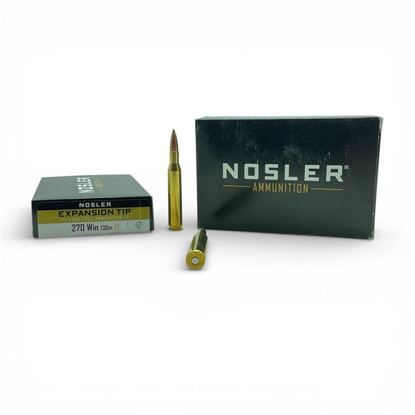 Nosler Expansion Tip 270 Win 130 Grain Ammunition, 40 Rounds