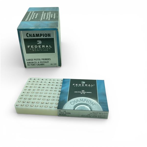 Federal Champion Large Pistol Primers, 1000 Qty