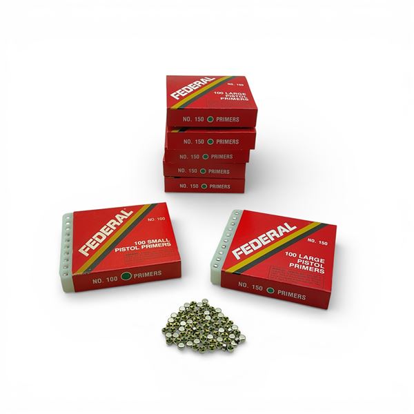 Federal Assorted Large and Small Pistol Primers, Large Pistol, Approx 500 and Small Pistol, 100 Qty