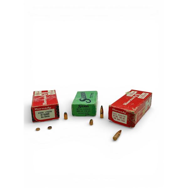 Assorted 30 Cal .308" Projectiles, Approx 180 Qty and Approx 800 Gas Checks