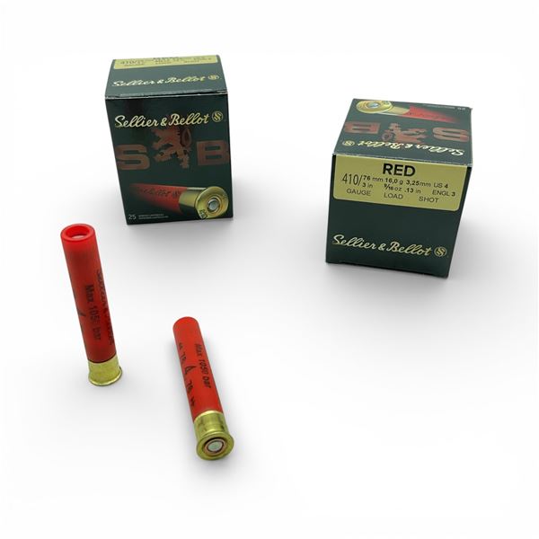 Sellier & Bellot Red 410 Ga, 3", 9/16 oz, #4 Shot Ammunition, 50 Rounds