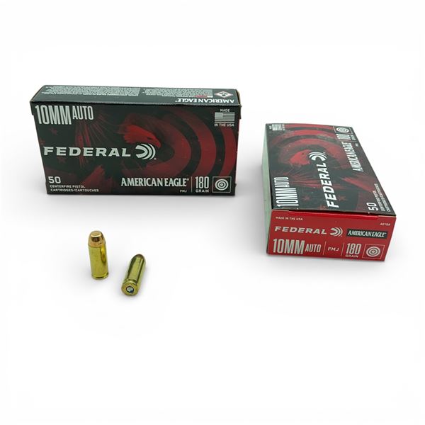 Federal American Eagle 10mm Auto, 180 Grain FMJ Ammunition, 100 Rounds