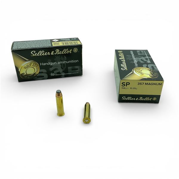 Sellier & Bellot .357 Magnum, 158 Grain SP Ammunition, 100 Rounds