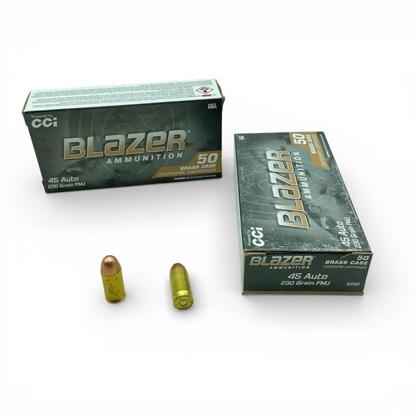 CCI Blazer 45 Auto, 230 Grain FMJ Ammunition, 100 Rounds