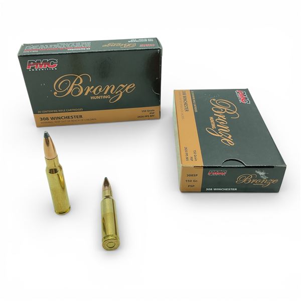 PMC Bronze 308 Win, 150 Grain PSP Ammunition, 40 Rounds