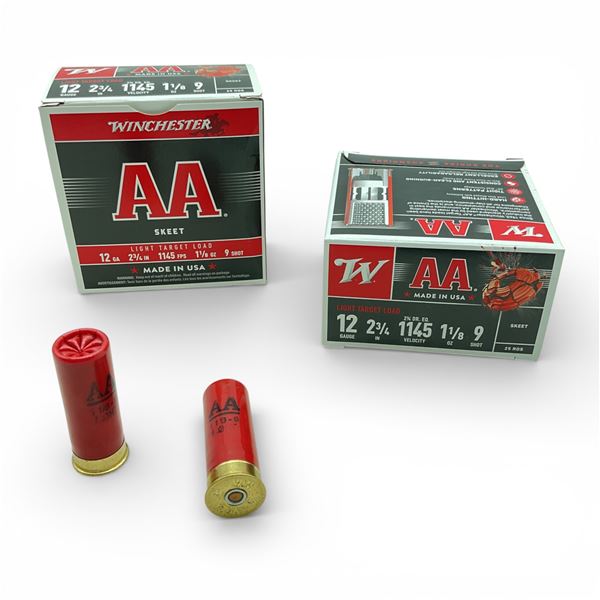Winchester AA Skeet 12 Ga, 2-3/4", 1-1/8 oz, #9 Shot Light Target Load Ammunition, 50 Rounds