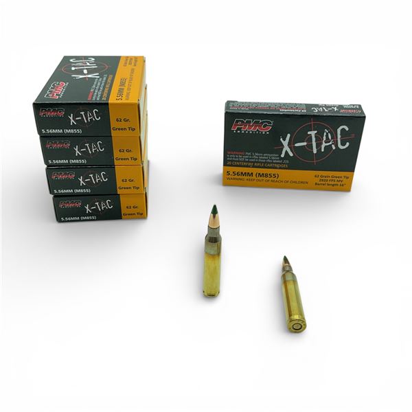 PMC X-Tac 5.56mm (M855), 62 Grain Green Tip Ammunition, 100 Rounds