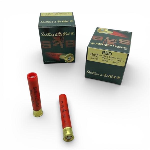 Sellier & Bellot Red 410 Ga, 3", 9/16 oz, #4 Shot Ammunition, 50 Rounds