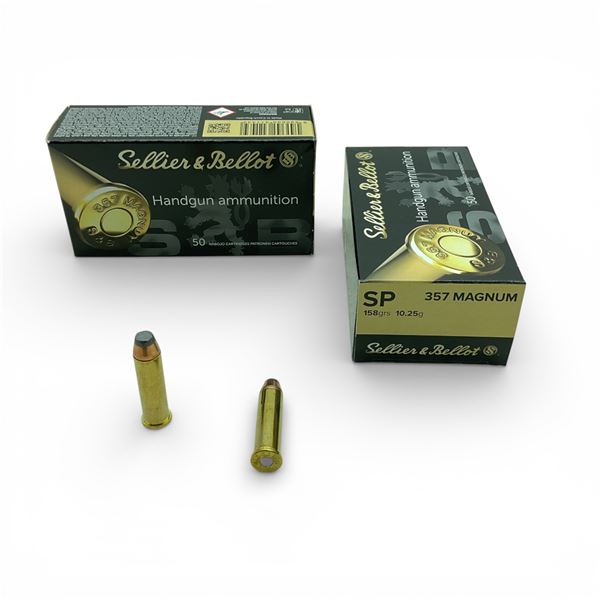 Sellier & Bellot .357 Magnum, 158 Grain SP Ammunition, 100 Rounds
