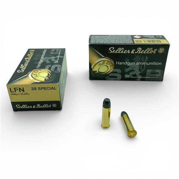 Sellier & Bellot 38 Special, 158 Grain LFN Ammunition, 100 Rounds