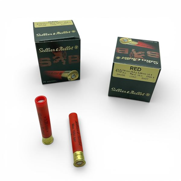 Sellier & Bellot Red 410 Ga, 3", 9/16 oz, #4 Shot Ammunition, 50 Rounds