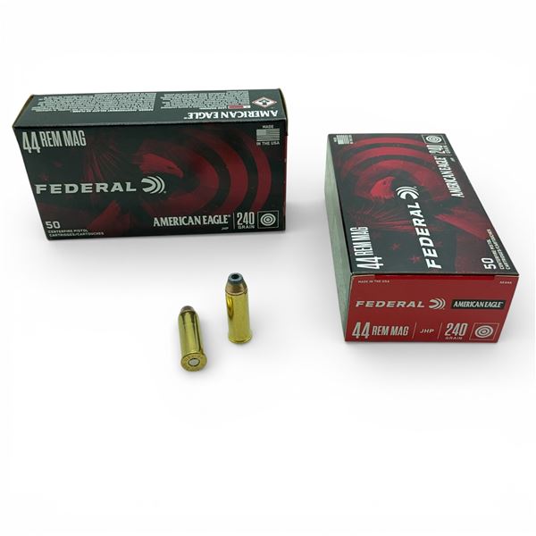 Federal American Eagle 44 Rem Mag, 240 Grain JHP Ammunition, 100 Rounds