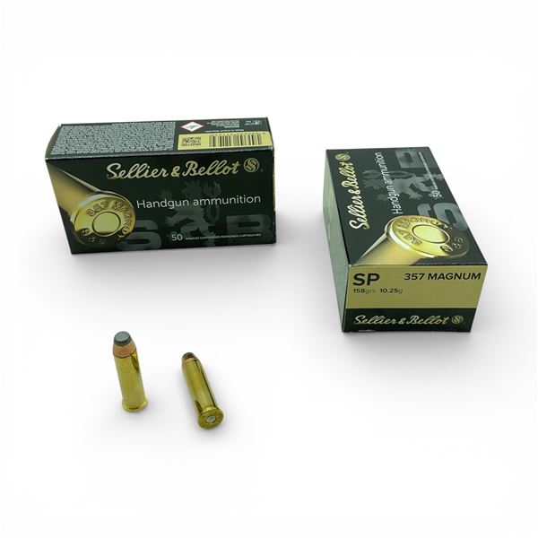 Sellier & Bellot .357 Magnum, 158 Grain SP Ammunition, 100 Rounds