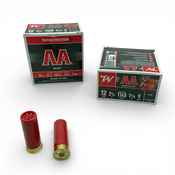 Winchester AA Skeet 12 Ga, 2-3/4", 1-1/8 oz, #9 Shot Light Target Load Ammunition, 50 Rounds