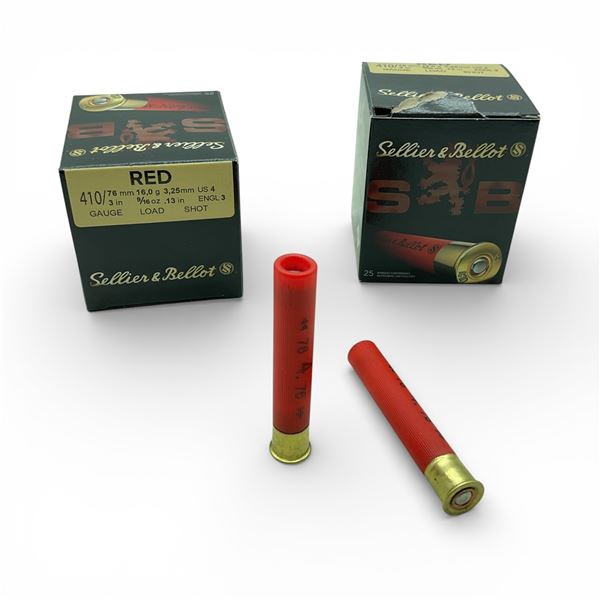 Sellier & Bellot Red 410 Ga, 3", 9/16 oz, #4 Shot Ammunition, 50 Rounds