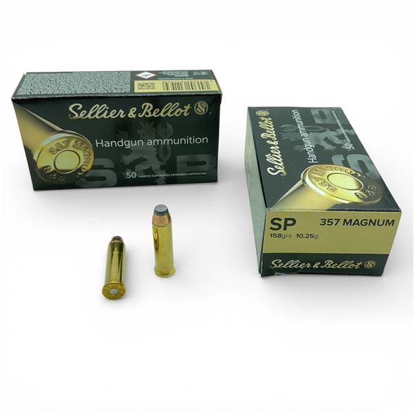 Sellier & Bellot .357 Magnum, 158 Grain SP Ammunition, 100 Rounds
