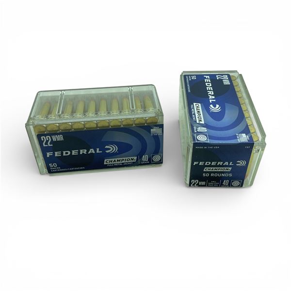 Federal Champion 22 WMR, 40 Grain FMJ Ammunition, 100 Rounds